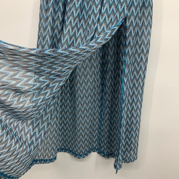 Hyfve Skirt Blue Chevron Print Maxi Lined Slit High Waist Boho - Picture 4 of 10